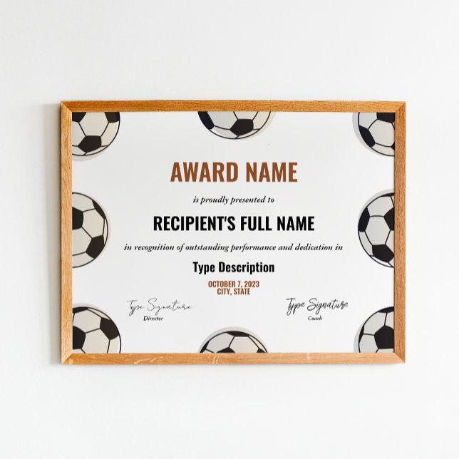 Affiche Certificat de prix de football, reconnaissance du  (Créateur téléchargé)