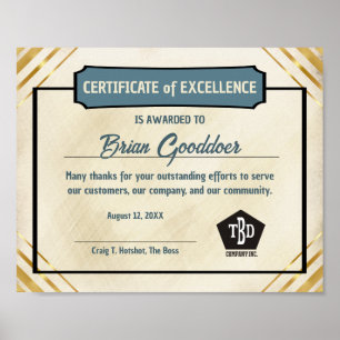 Affiche Certificat de prix d'excellence du bénévole salari