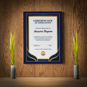 Affiche Certificat De Récompense