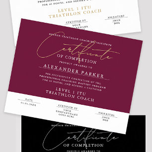 Affiche Certificat de Récompense Bourgogne Écriture Modern