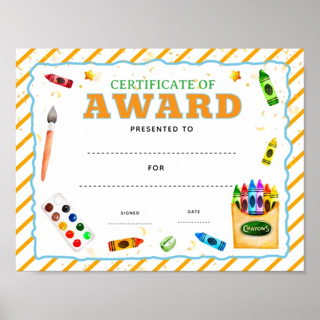 Affiche certificat de reconnaissance d'art personnalisé mo (Devant)