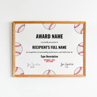 Affiche Certificat de réussite de baseball - Instant