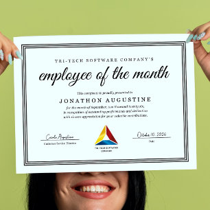 Affiche Certificat d'employé du mois