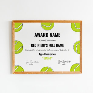 Affiche Certificat d'excellence en tennis - Instant