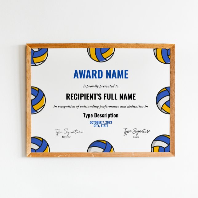 Affiche Certificat d'excellence en volleyball (Créateur téléchargé)
