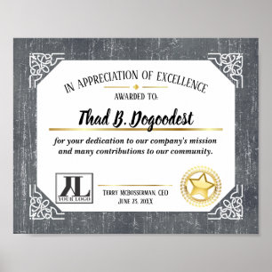 Affiche Certificat d'excellence pour la reconnaissance vol