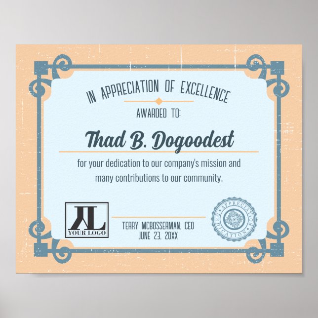 Affiche Certificat d'excellence pour la reconnaissance vol (Devant)