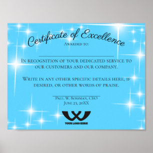 Affiche Certificat d'excellence Prix du personnel