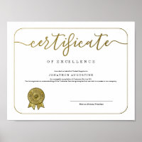 Certificat d'excellence reconnaissance d'appréciat