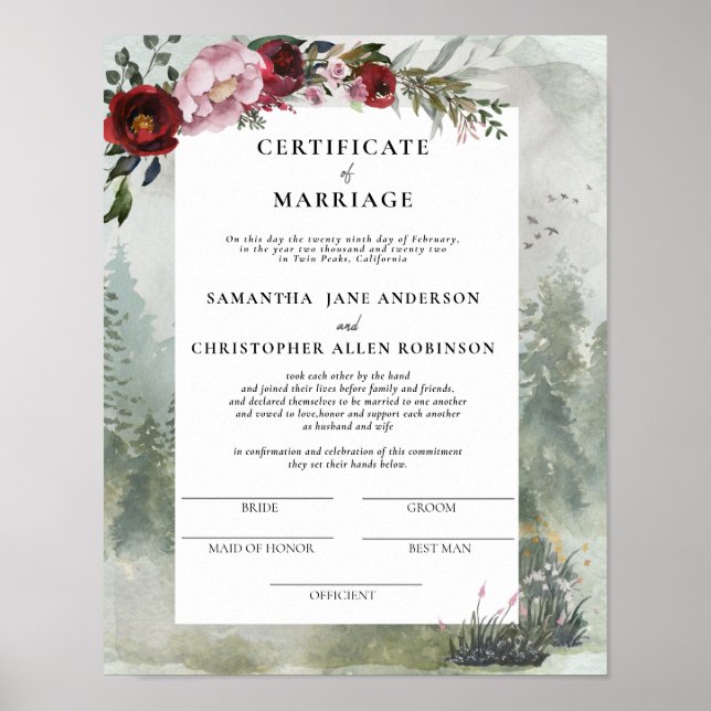 Affiche Certificat floral de Rose de Bourgogne Dusty (Devant)