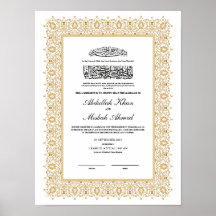 Certificat Gold Nikkah pour le Mariage musulman is