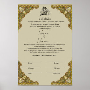 Affiche Certificat islamique Nikkah