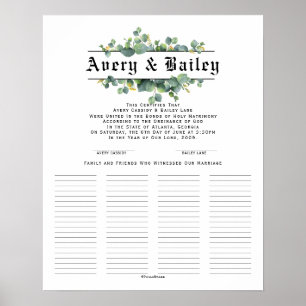 Affiche Certificat mariage
