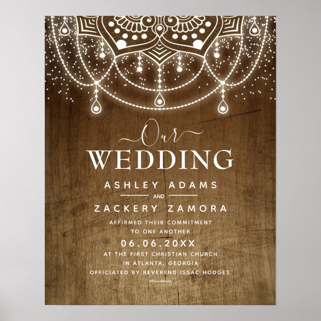 Affiche Certificat Mariage Boho FairyLights (Devant)