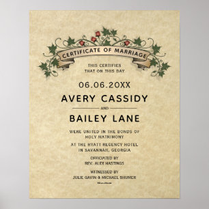 Affiche Certificat Mariage traditionnel "Saint-Mariage"