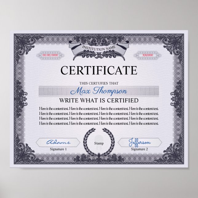 Affiche Certificat multifonction (Devant)