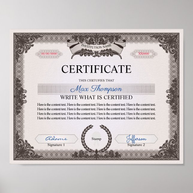 Affiche Certificat multifonction (Devant)