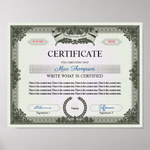 Affiche Certificat multifonction