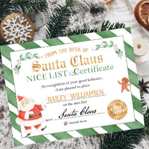 Affiche Certificat Nice Approuvé Père Noël