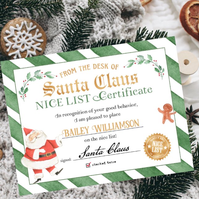 Affiche Certificat Nice Approuvé Père Noël (Créateur téléchargé)