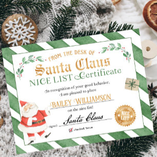 Affiche Certificat Nice Approuvé Père Noël