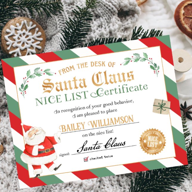 Affiche Certificat Nice Approuvé Père Noël (Créateur téléchargé)