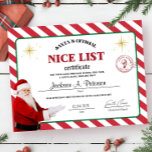 Affiche Certificat officiel de la liste de Nice père Noël<br><div class="desc">Poster du certificat officiel de la liste de Nice père Noël</div>