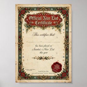 Affiche Certificat officiel de la liste des gentils - Sant
