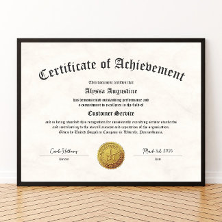 Affiche Certificate of Achievement Print