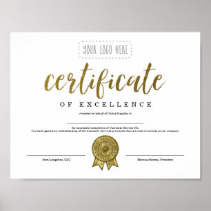 Affiche Certificate of Excellence Appreciation Recognition