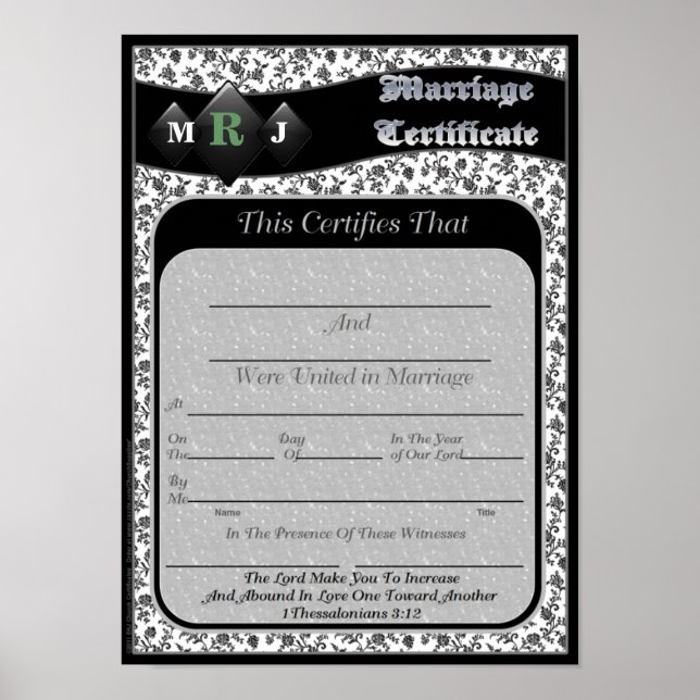 Affiche Certificats de mariage (Devant)
