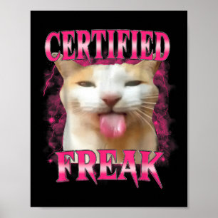Affiche Certifié Freak Eat Cement Maudit Chat Funny Cat Me