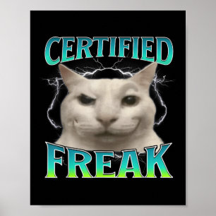 Affiche Certifié Freak Funny Chat Mème Maudit Silly Starin