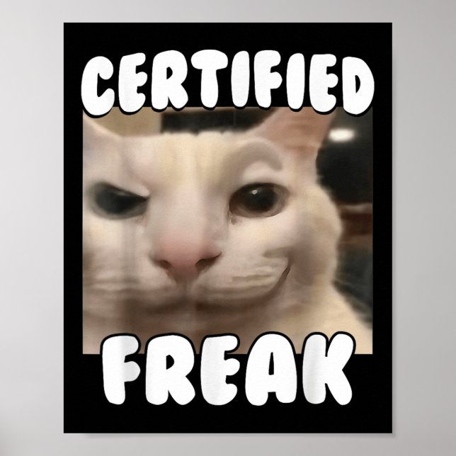 Affiche Certifié Freak Funny maudit Silly Blanc Chat Stari (Devant)