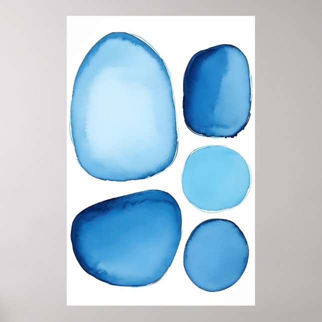 Affiche Cerulean Blue Essence Abstrait (Devant)