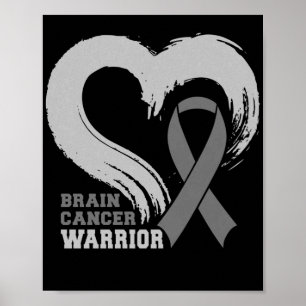 Affiche Cerveau Cancer Guerrier Cerveau Tumeur Gris Ruban