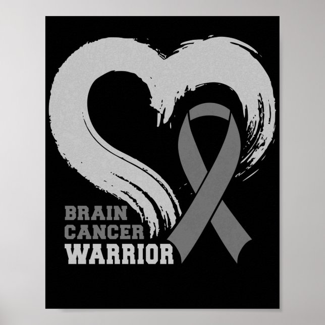 Affiche Cerveau Cancer Guerrier Cerveau Tumeur Gris Ruban (Devant)