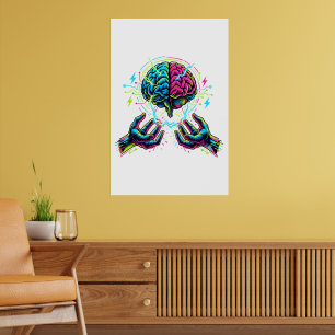 Affiche Cerveau de circuit cybernétique Génie électrique