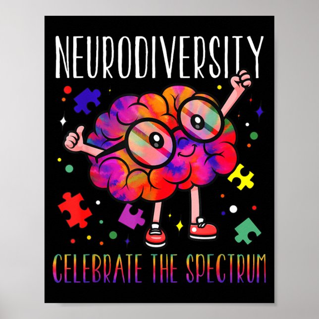 Affiche Cerveau de la neurodiversité asd adhd sensibilisat (Devant)