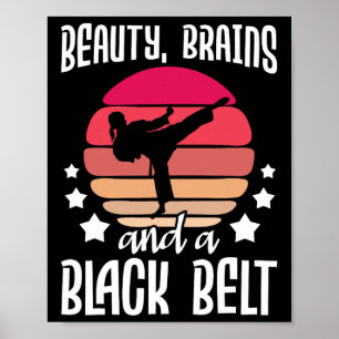 Affiche Cerveaux De Beauté Et Une Ceinture Noire - Karate 