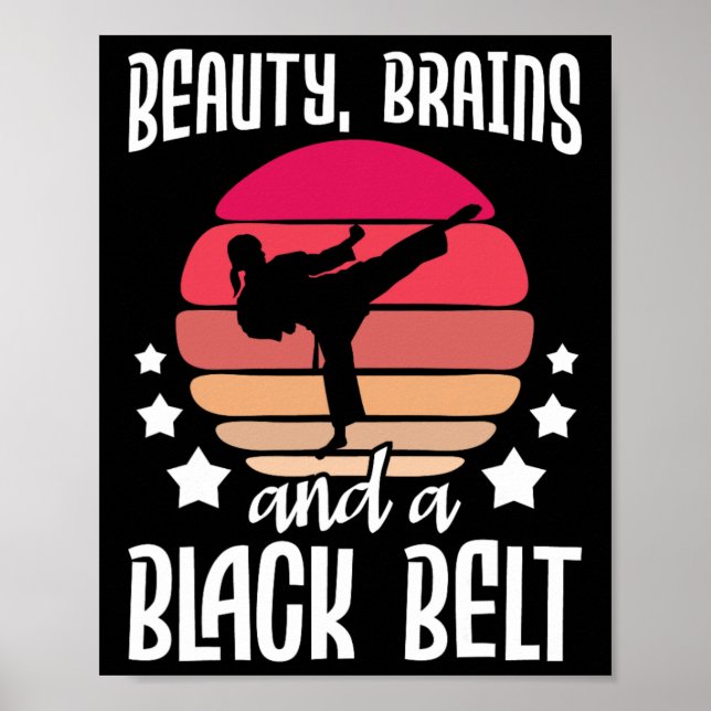 Affiche Cerveaux De Beauté Et Une Ceinture Noire - Karate  (Devant)