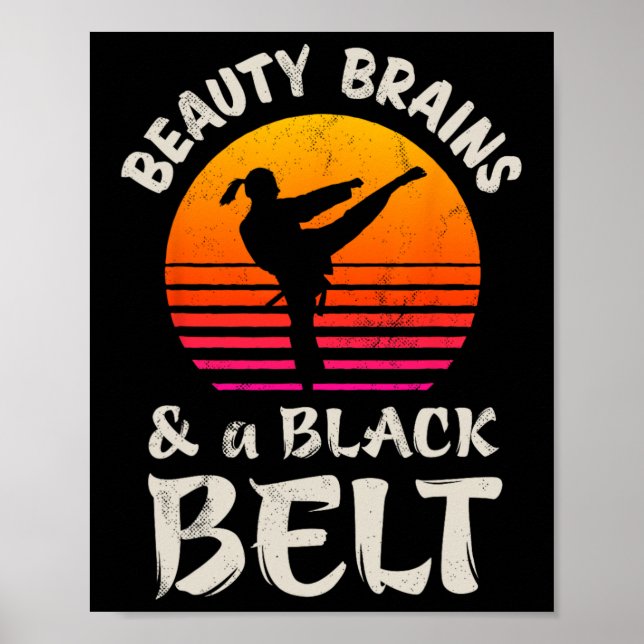 Affiche Cerveaux De Beauté Et Une Ceinture Noire Karaté Gi (Devant)