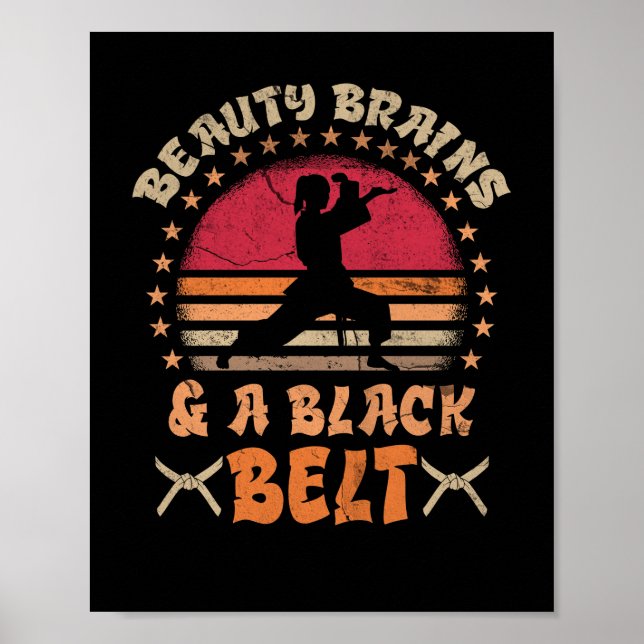 Affiche Cerveaux De Beauté Et Une Fille Karaté De Ceinture (Devant)