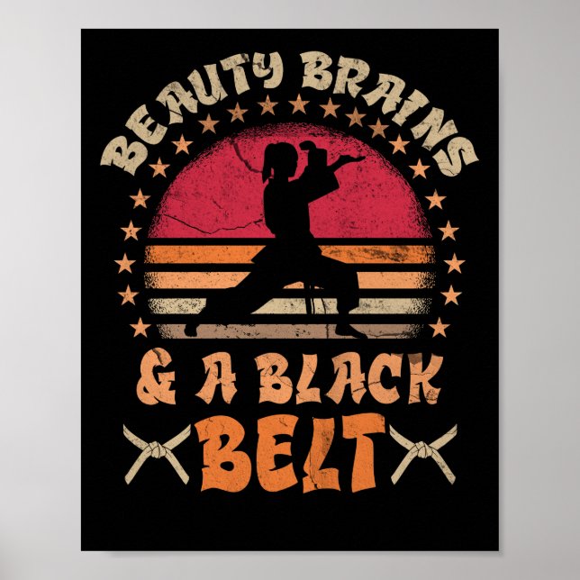 Affiche Cerveaux De Beauté Et Une Fille Karaté De Ceinture (Devant)