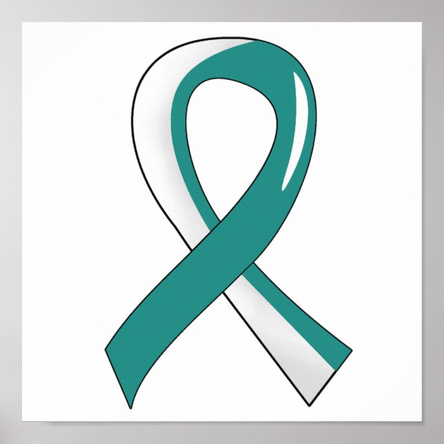 Affiche Cervical Cancer Teal White Ribbon 3 (Devant)