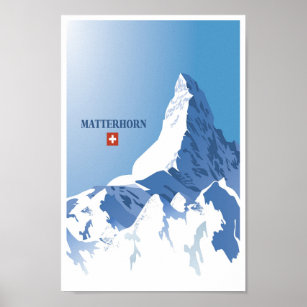Affiche Cervin, Zermatt, Suisse, Ski