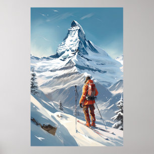 Affiche Cervin, Zermatt, Suisse, Ski