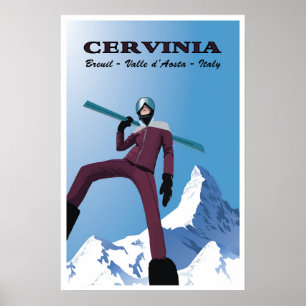 Affiche Cervinia, Breuil, Valle d’Aosta, Italie, Ski