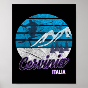 Affiche Cervinia Valle D'aosta Italie Station de ski Snowb