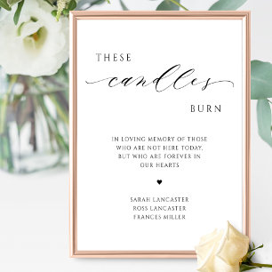 Affiche Ces bougies brûlent, panneau de mariage en souveni